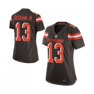 Women's Cleveland Browns #13 Odell Beckham Jr. Game Brown Team Color Football Jersey