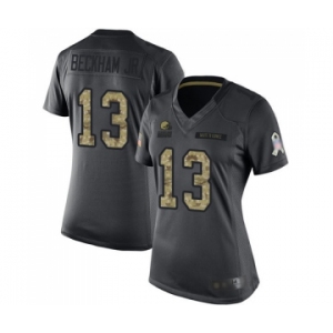 Women's Cleveland Browns #13 Odell Beckham Jr. Limited Black 2016 Salute to Service Football Jersey