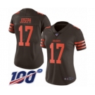 Women's Cleveland Browns #17 Greg Joseph Limited Brown Rush Vapor Untouchable 100th Season Football Jersey