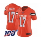 Women's Cleveland Browns #17 Greg Joseph Orange Alternate Vapor Untouchable Limited Player 100th Season Football Jersey