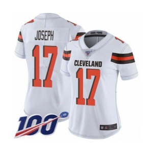 Women's Cleveland Browns #17 Greg Joseph White Vapor Untouchable Limited Player 100th Season Football Jersey