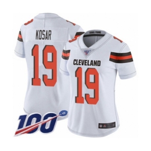 Women's Cleveland Browns #19 Bernie Kosar White Vapor Untouchable Limited Player 100th Season Football Jersey