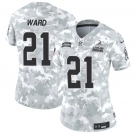 Women's Cleveland Browns #21 Denzel Ward 2024 F.U.S.E Arctic Camo Salute To Service Limited Stitched Jersey