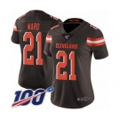 Women's Cleveland Browns #21 Denzel Ward Brown Team Color Vapor Untouchable Limited Player 100th Season Football Jersey