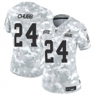 Women's Cleveland Browns #24 Nick Chubb 2024 F.U.S.E Arctic Camo Salute To Service Limited Stitched Jersey