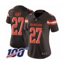 Women's Cleveland Browns #27 Kareem Hunt Brown Team Color Vapor Untouchable Limited Player 100th Season Football Jersey