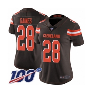 Women's Cleveland Browns #28 Phillip Gaines Brown Team Color Vapor Untouchable Limited Player 100th Season Football Jersey