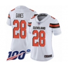 Women's Cleveland Browns #28 Phillip Gaines White Vapor Untouchable Limited Player 100th Season Football Jersey