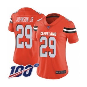 Women's Cleveland Browns #29 Duke Johnson Orange Alternate Vapor Untouchable Limited Player 100th Season Football Jersey