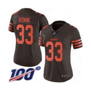 Women's Cleveland Browns #33 Sheldrick Redwine Limited Brown Rush Vapor Untouchable 100th Season Football Jersey