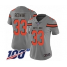 Women's Cleveland Browns #33 Sheldrick Redwine Limited Gray Inverted Legend 100th Season Football Jersey