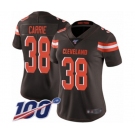 Women's Cleveland Browns #38 T. J. Carrie Brown Team Color Vapor Untouchable Limited Player 100th Season Football Jersey