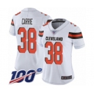 Women's Cleveland Browns #38 T. J. Carrie White Vapor Untouchable Limited Player 100th Season Football Jersey