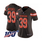 Women's Cleveland Browns #39 Terrance Mitchell Brown Team Color Vapor Untouchable Limited Player 100th Season Football Jersey