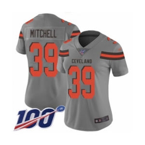 Women's Cleveland Browns #39 Terrance Mitchell Limited Gray Inverted Legend 100th Season Football Jersey