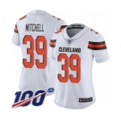 Women's Cleveland Browns #39 Terrance Mitchell White Vapor Untouchable Limited Player 100th Season Football Jersey