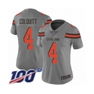 Women's Cleveland Browns #4 Britton Colquitt Limited Gray Inverted Legend 100th Season Football Jersey