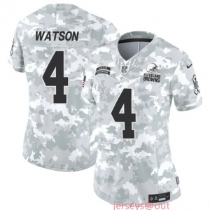 Women's Cleveland Browns #4 Deshaun Watson 2024 F.U.S.E Arctic Camo Salute To Service Limited Stitched Jersey