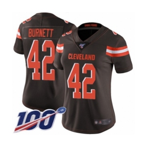Women's Cleveland Browns #42 Morgan Burnett Brown Team Color Vapor Untouchable Limited Player 100th Season Football Jersey
