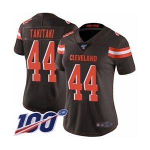 Women's Cleveland Browns #44 Sione Takitaki Brown Team Color Vapor Untouchable Limited Player 100th Season Football Jersey