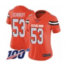 Women's Cleveland Browns #53 Joe Schobert Orange Alternate Vapor Untouchable Limited Player 100th Season Football Jersey