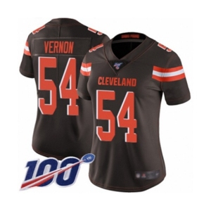 Women's Cleveland Browns #54 Olivier Vernon Brown Team Color Vapor Untouchable Limited Player 100th Season Football Jersey