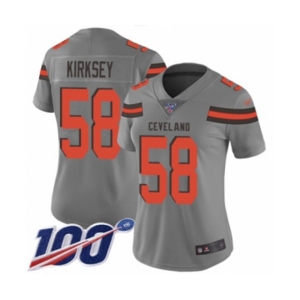 Women's Cleveland Browns #58 Christian Kirksey Limited Gray Inverted Legend 100th Season Football Jersey