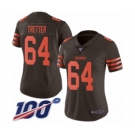 Women's Cleveland Browns #64 JC Tretter Limited Brown Rush Vapor Untouchable 100th Season Football Jersey