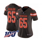 Women's Cleveland Browns #65 Larry Ogunjobi Brown Team Color Vapor Untouchable Limited Player 100th Season Football Jersey