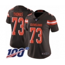 Women's Cleveland Browns #73 Joe Thomas Brown Team Color Vapor Untouchable Limited Player 100th Season Football Jersey