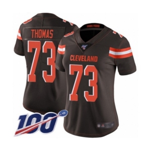 Women's Cleveland Browns #73 Joe Thomas Brown Team Color Vapor Untouchable Limited Player 100th Season Football Jersey