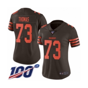 Women's Cleveland Browns #73 Joe Thomas Limited Brown Rush Vapor Untouchable 100th Season Football Jersey