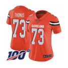 Women's Cleveland Browns #73 Joe Thomas Orange Alternate Vapor Untouchable Limited Player 100th Season Football Jersey