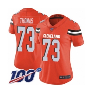 Women's Cleveland Browns #73 Joe Thomas Orange Alternate Vapor Untouchable Limited Player 100th Season Football Jersey