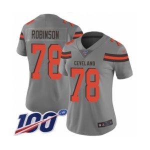 Women's Cleveland Browns #78 Greg Robinson Limited Gray Inverted Legend 100th Season Football Jersey