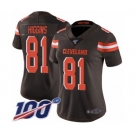 Women's Cleveland Browns #81 Rashard Higgins Brown Team Color Vapor Untouchable Limited Player 100th Season Football Jersey