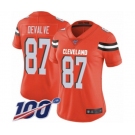 Women's Cleveland Browns #87 Seth DeValve Orange Alternate Vapor Untouchable Limited Player 100th Season Football Jersey