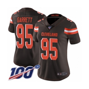 Women's Cleveland Browns #95 Myles Garrett Brown Team Color Vapor Untouchable Limited Player 100th Season Football Jersey