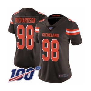 Women's Cleveland Browns #98 Sheldon Richardson Brown Team Color Vapor Untouchable Limited Player 100th Season Football Jersey