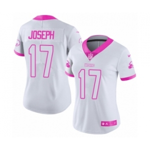 Women's Nike Cleveland Browns #17 Greg Joseph Limited White Pink Rush Fashion NFL Jersey