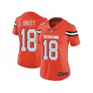 Women's Nike Cleveland Browns #18 Kenny Britt Vapor Untouchable Limited Orange Alternate NFL Jersey