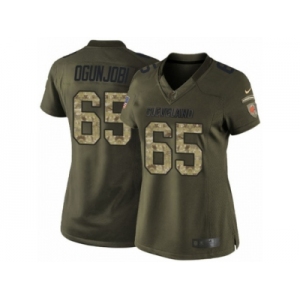 Women's Nike Cleveland Browns #65 Larry Ogunjobi Limited Green Salute to Service NFL Jersey