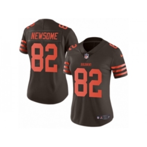 Women's Nike Cleveland Browns #82 Ozzie Newsome Limited Brown Rush NFL Jersey