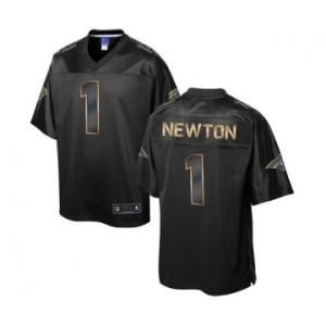 nike nfl jerseys carolina panthers #1 newton black gold collection[game]