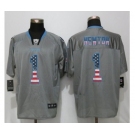 Men Nike Carolina Panthers #1 Cam Newton USA Flag Fashion Gray Elite Jerseys