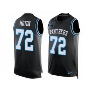 Men's Nike Carolina Panthers #72 Taylor Moton Elite Black Player Name & Number Tank Top NFL Jersey