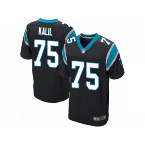 Men's Nike Carolina Panthers #75 Matt Kalil Elite Black Team Color NFL Jersey