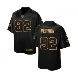 Men's Nike Carolina Panthers #92 Vernon Butler Elite Black Pro Line Gold Collection Super Bowl 50 Bound NFL Jersey