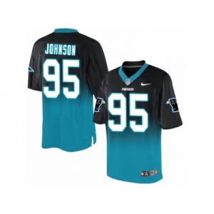 Men's Nike Carolina Panthers #95 Charles Johnson Elite Black Blue Fadeaway NFL Jersey