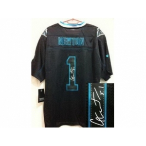 nike nfl jerseys carolina panthers #1 cam newton black [Elite lights out signature]